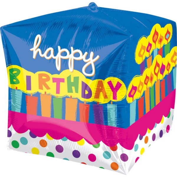Folienballon Happy Birthday Dog Cube